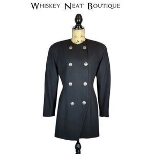 Linda Allard for Ellen Tracy Vintage Military Blazer Black Size 6    6 0024